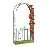 Relaxdays Rose Arch with Gate, Garden Growth Support, Metal Trellis, Weatherproof, HWD 230 x 113.5 x 36.5 cm, Green